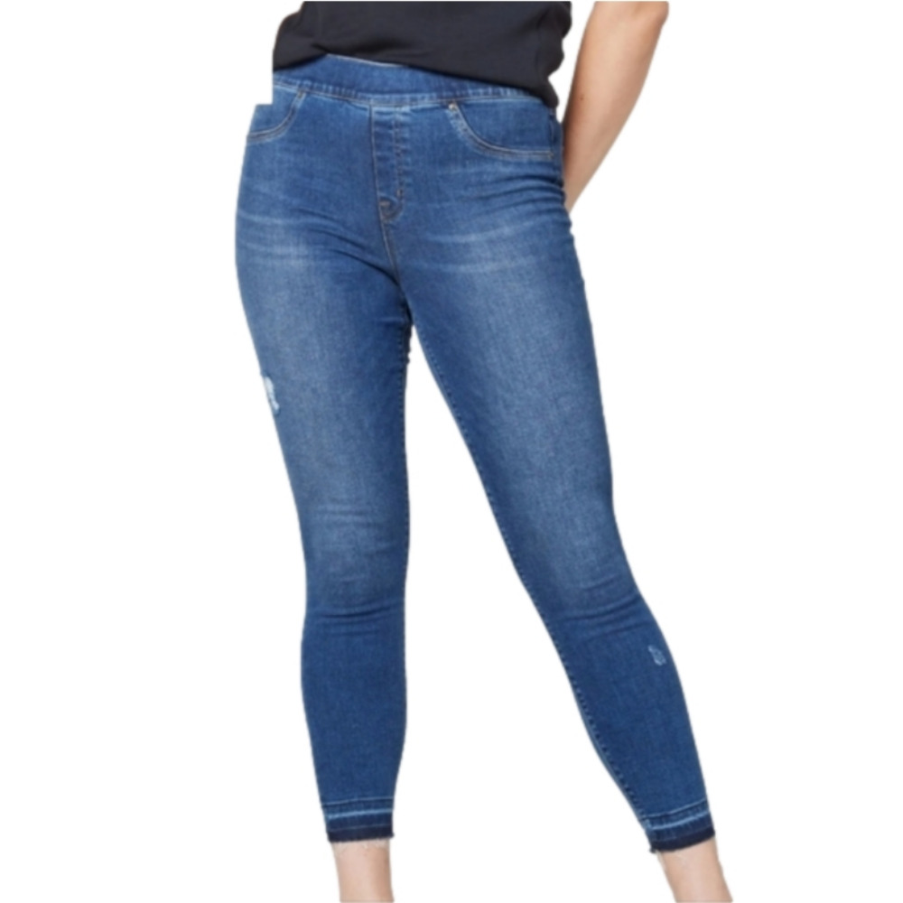 Spanx Pull On Jeans Jeggings Skinny Distressed Size M